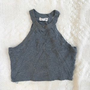 Cotton candy grey knit crop top